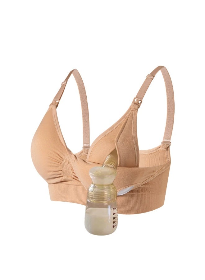 general Women's seamless sleepwear-style nursing bra, suitable for pregnant women during the lactation period. It comes with detachable breast pads and a removable milk pump. - Image 1